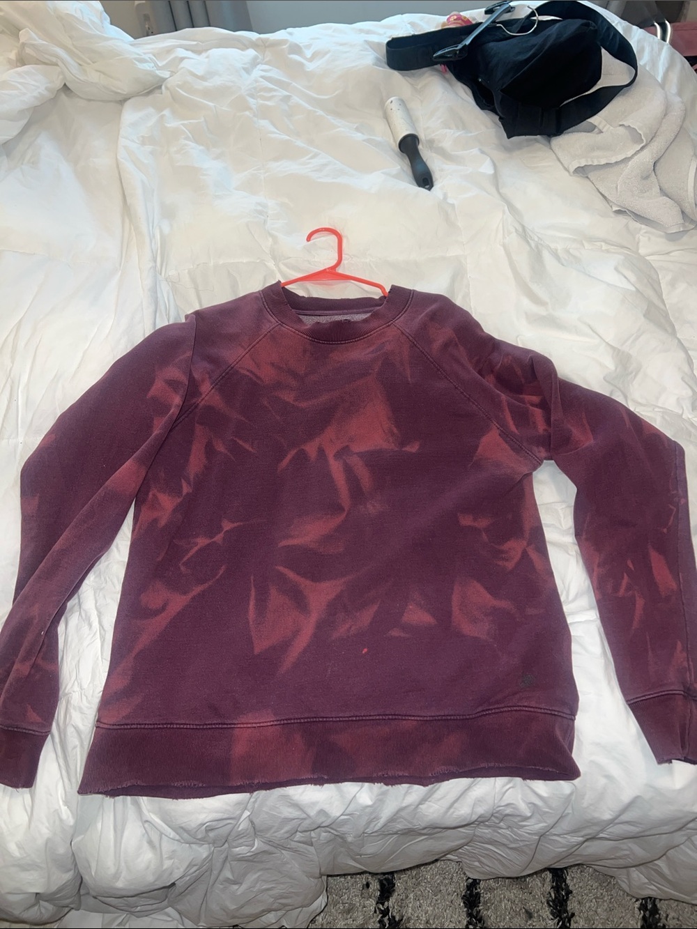 BDG Purple Maroon Tie-Dye Crew Sweatshirt